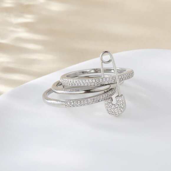 Unique Silver Stackable Ring Set for Women - Tarnish-Free Wedding or Gift Option - Picture 5 of 6